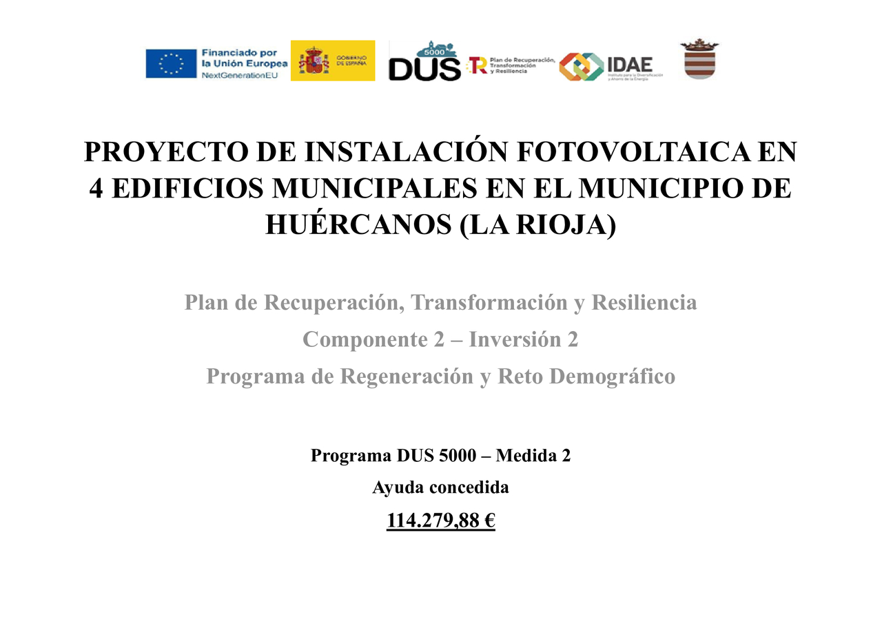 Instalación fotovoltaica en 4 edificios municipales